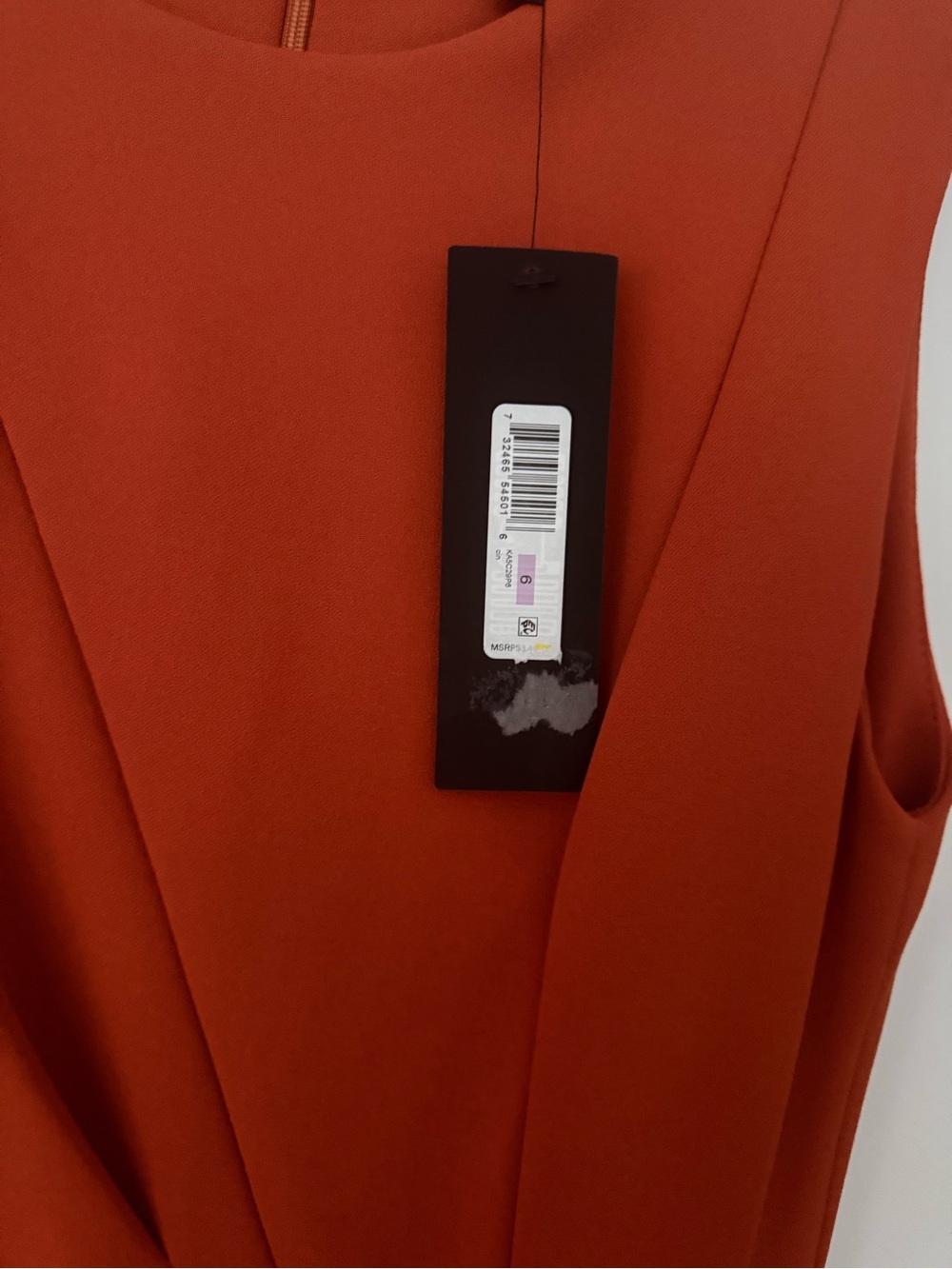 NWT Donna Karan Sleeveless Rust Sheath Dress with Gold Accent - Picture 3 of 3